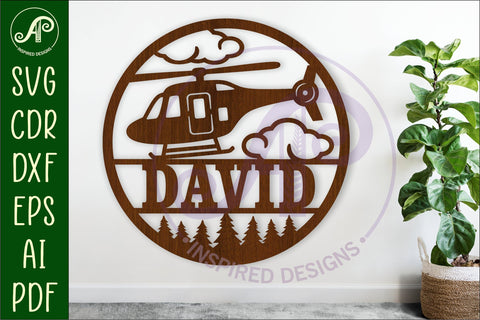 Helicopter named wall sign SVG APInspireddesigns 