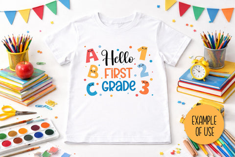 Hello 1st Grade SVG Digital Download | Back to School 2026 | First Grade PNG Sublimation for Elementary School Students | Kids T-Shirt Print SVG AnnaViolet_store 