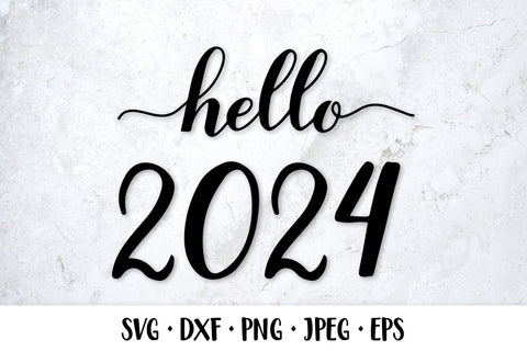 Hello 2024 hand lettered SVG. New Year shirt design SVG LaBelezoka 