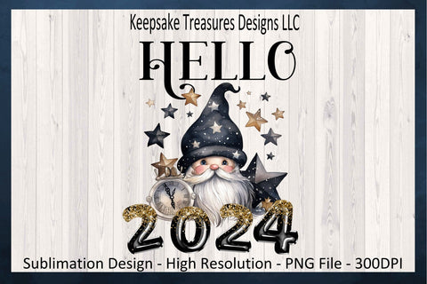 Hello 2024 New Year Gnome, Sublimation PNG, 2024 Happy New Year T-Shirt PNG, Cheer To 2024, Digital Download, Printable PNG Sublimation Keepsake Treasures Designs LLC. 