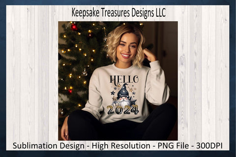 Hello 2024 New Year Gnome, Sublimation PNG, 2024 Happy New Year T-Shirt PNG, Cheer To 2024, Digital Download, Printable PNG Sublimation Keepsake Treasures Designs LLC. 
