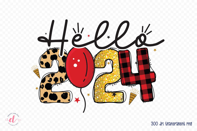 Hello 2024 | New Year Sublimation Design Sublimation CraftLabSVG 