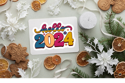 Hello 2024 Sticker Design Sublimation Regulrcrative 