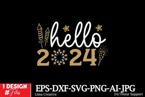 Hello 2024 SVG Cut File ,New Year Sublimation, Happy New Year SVG Design,New Year Sublimation PNG SVG Insomnia Std 