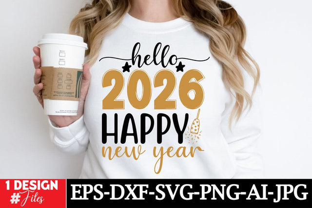 Hello 2026 Happy New Year SVG Cut File SVG Insomnia Std 