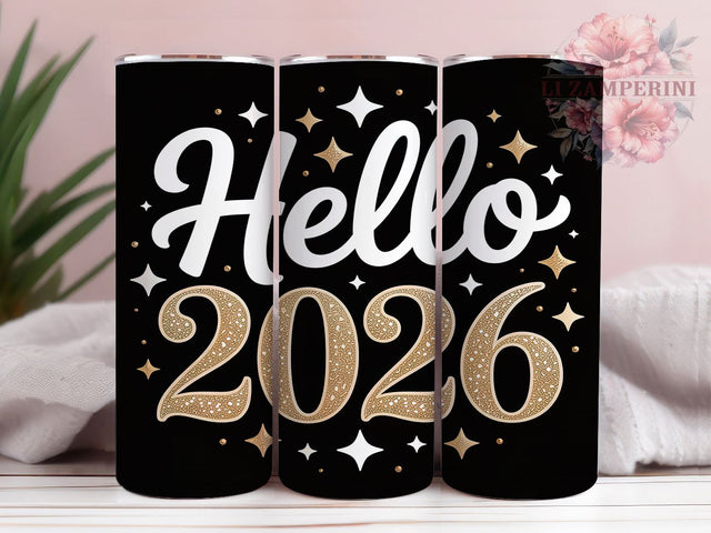Hello 2026 New Year Celebration Tumbler, New Year Sublimation Design, Festive Holiday Cup Art, 20oz Celebration Tumbler, Whimsical New Year Mug, Stylish Party Cup, Cozy Holiday Wrap Sublimation Li Zamperini 