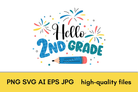 Hello 2nd Grade SVG | Back to School 2025 | Second Grade PNG Sublimation Elementary School Students | Kids T-Shirt Print Digital Download SVG AnnaViolet_store 