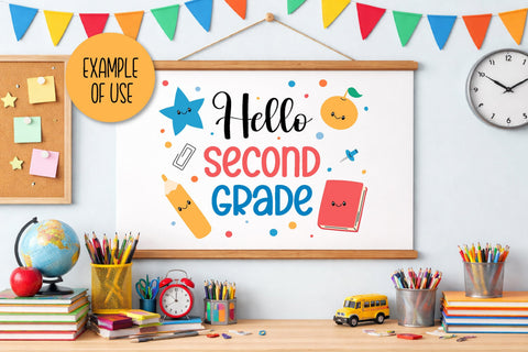 Hello 2nd Grade SVG Digital Download | Back to School 2026 | Second Grade PNG Sublimation Elementary School Students | Kids T-Shirt Print SVG AnnaViolet_store 