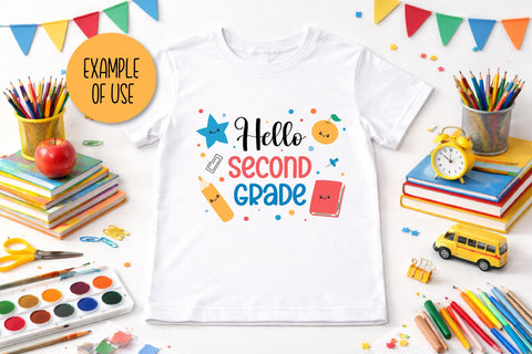 Hello 2nd Grade SVG Digital Download | Back to School 2026 | Second Grade PNG Sublimation Elementary School Students | Kids T-Shirt Print SVG AnnaViolet_store 