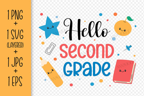 Hello 2nd Grade SVG Digital Download | Back to School 2026 | Second Grade PNG Sublimation Elementary School Students | Kids T-Shirt Print SVG AnnaViolet_store 