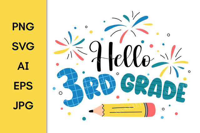 Hello 3rd Grade SVG | Back to School 2025 | Third Grade PNG Sublimation Elementary School Students | Kids T-Shirt Print Digital Download SVG AnnaViolet_store 