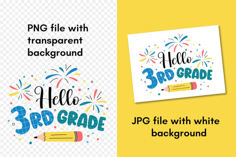 Hello 3rd Grade SVG | Back to School 2025 | Third Grade PNG Sublimation Elementary School Students | Kids T-Shirt Print Digital Download SVG AnnaViolet_store 