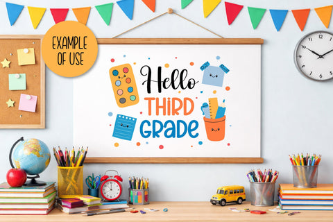 Hello 3rd Grade SVG Digital Download | Back to School 2026 | Third Grade PNG Sublimation Elementary School Students | Kids T-Shirt Print SVG AnnaViolet_store 