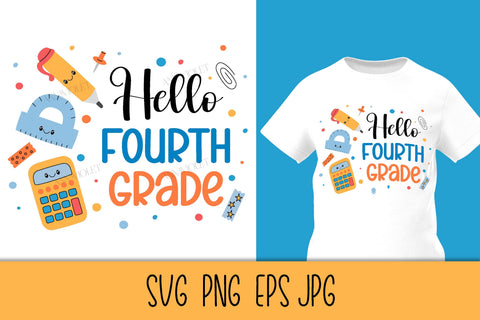 Hello 4th Grade SVG Digital Download | Back to School 2026 | Fourth Grade PNG Sublimation Elementary School Students | Kids T-Shirt Print SVG AnnaViolet_store 
