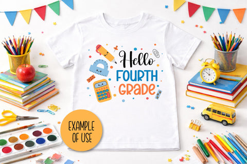 Hello 4th Grade SVG Digital Download | Back to School 2026 | Fourth Grade PNG Sublimation Elementary School Students | Kids T-Shirt Print SVG AnnaViolet_store 