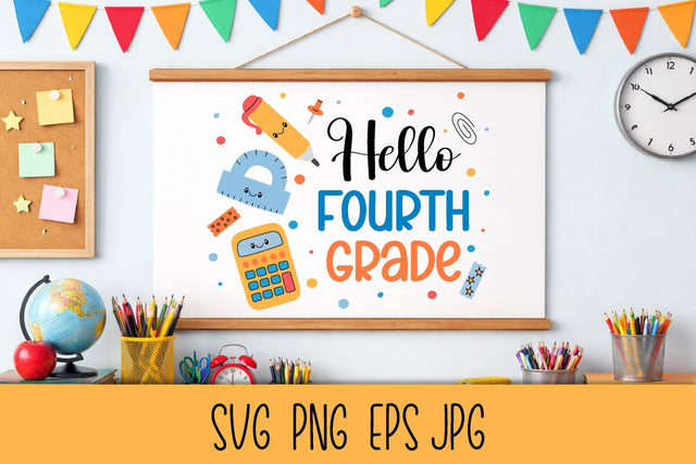 Hello 4th Grade SVG Digital Download | Back to School 2026 | Fourth Grade PNG Sublimation Elementary School Students | Kids T-Shirt Print SVG AnnaViolet_store 