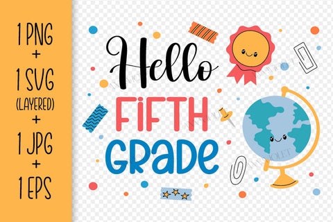 Hello 5th Grade SVG | Back to School 2026 | Fifth Grade PNG Sublimation Elementary School Students | Kids T-Shirt Print Digital Download SVG AnnaViolet_store 