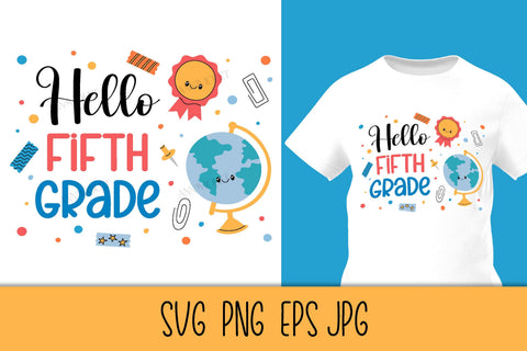 Hello 5th Grade SVG | Back to School 2026 | Fifth Grade PNG Sublimation Elementary School Students | Kids T-Shirt Print Digital Download SVG AnnaViolet_store 