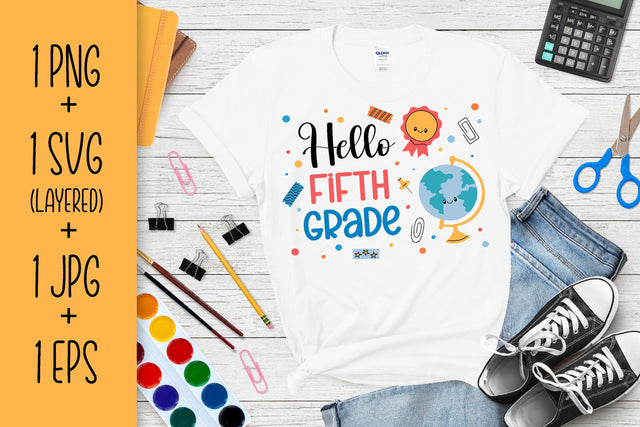 Hello 5th Grade SVG | Back to School 2026 | Fifth Grade PNG Sublimation Elementary School Students | Kids T-Shirt Print Digital Download SVG AnnaViolet_store 