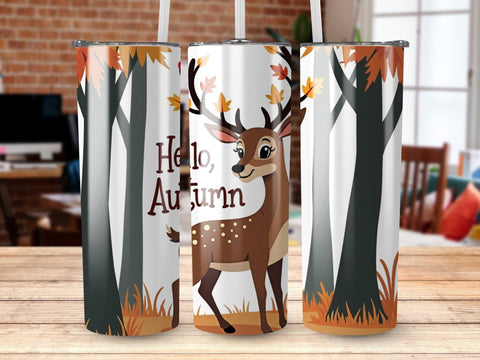 Hello Autumn Deer Tumbler Wrap Sublimation png Sublimation Luvleigh Digitals 
