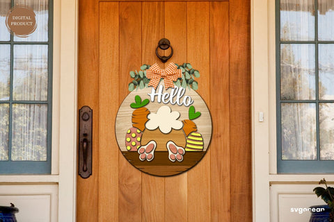 Hello Bunny Door Hanger Laser Cut SVG SvgOcean 