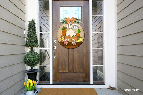 Hello Bunny Door Hanger Laser Cut SVG SvgOcean 