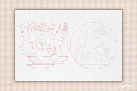 Hello Bunny Door Hanger Laser Cut SVG SvgOcean 