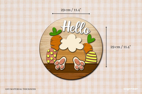 Hello Bunny Door Hanger Laser Cut SVG SvgOcean 