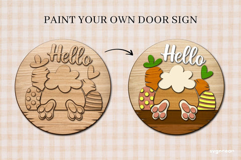 Hello Bunny Door Hanger Laser Cut SVG SvgOcean 