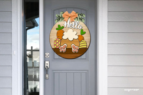 Hello Bunny Door Hanger Laser Cut SVG SvgOcean 