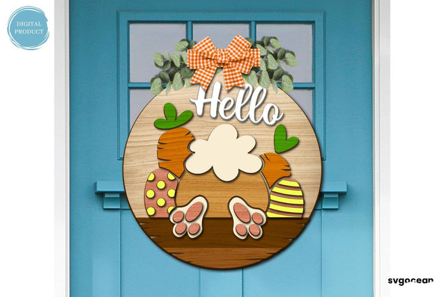 Hello Bunny Door Hanger Laser Cut SVG SvgOcean 