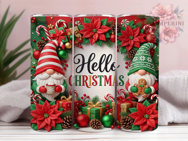 Hello Christmas Gnomes 20oz Tumbler, Hello Xmas Gnomes, Hello Christmas, Christmas Gnomes, Hello Gnome Tumbler, Gnome Tumbler Wrap, Hello Xmas Gnome, 20oz Tumbler Wrap Sublimation Li Zamperini 