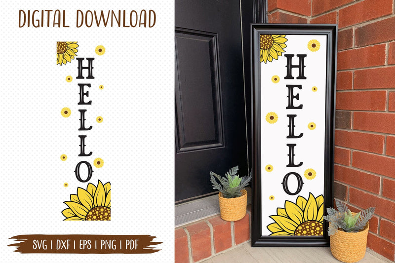 Hello Cut File, Sunflower Porch Sign SVG SVG CraftLabSVG 