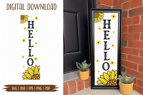 Hello Cut File, Sunflower Porch Sign SVG SVG CraftLabSVG 