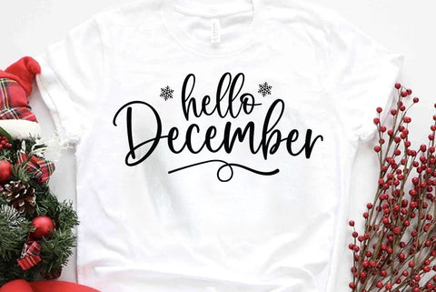 Hello december, Christmas Quotes Design , Sublimation Design SVG FiveStarCrafting 