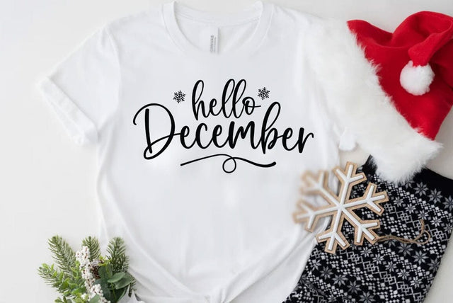 Hello december, Christmas Quotes Design , Sublimation Design SVG FiveStarCrafting 