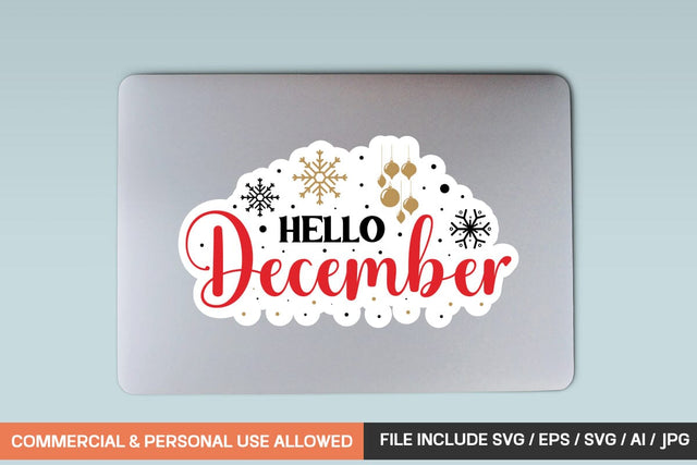 Hello December Sticker Svg Design SVG designmaster24 