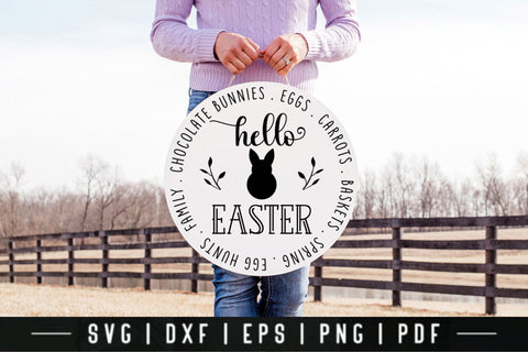 Hello Easter - Farmhouse Easter Sign SVG SVG CraftLabSVG 