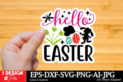 Hello Easter Sticker SVG Cut File, Happy Easter SVG Design, Easter SVG Bundle, Easter Sublimation PNG,Easter Sublimation Bundle, Easter GRaphic Illustration SVG Insomnia Std 
