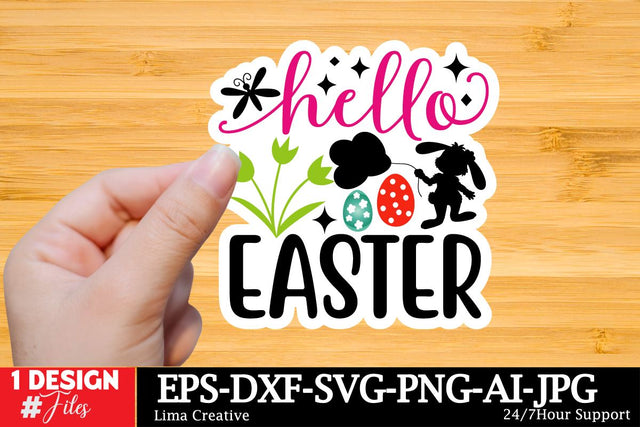 Hello Easter Sticker SVG Cut File, Happy Easter SVG Design, Easter SVG Bundle, Easter Sublimation PNG,Easter Sublimation Bundle, Easter GRaphic Illustration SVG Insomnia Std 