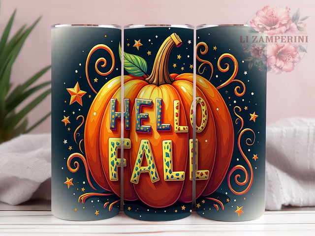 Hello Fall 20oz Tumbler Wrap PNG, Leopard Pumpkin Tumbler PNG Sublimation Design, Straight & Tapered Tumbler Wrap, Instant Digital Download Sublimation Li Zamperini 