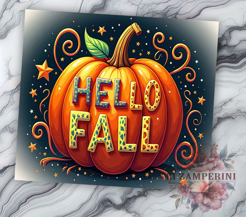 Hello Fall 20oz Tumbler Wrap PNG, Leopard Pumpkin Tumbler PNG Sublimation Design, Straight & Tapered Tumbler Wrap, Instant Digital Download Sublimation Li Zamperini 
