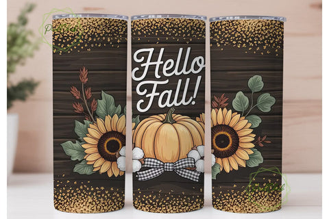 Hello Fall 20oz Tumbler Wrap Sublimation PixelChick 