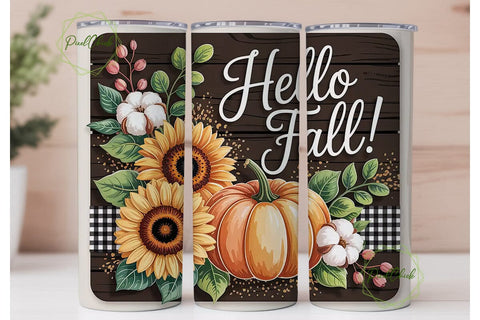 Hello Fall 20oz Tumbler Wrap Sublimation PixelChick 