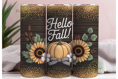 Hello Fall 20oz Tumbler Wrap Sublimation PixelChick 