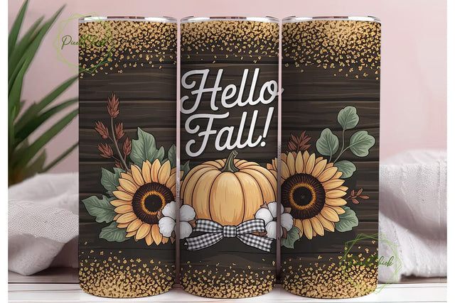 Hello Fall 20oz Tumbler Wrap Sublimation PixelChick 