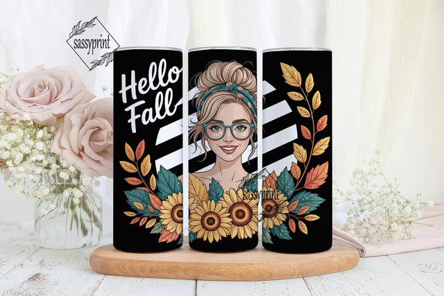 Hello Fall 20oz Tumbler Wrap Sublimation sassyprint 