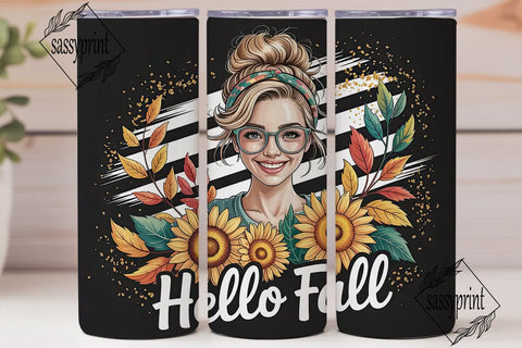 Hello Fall 20oz Tumbler Wrap Sublimation sassyprint 