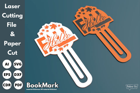 Hello Fall Bookmark | laser cut file | svg paper cut | cricut | glowforge file SVG tofigh4lang 