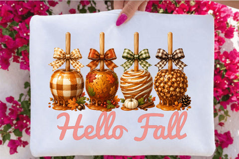 Hello Fall Caramel Apples PNG Sublimation SVGArt 